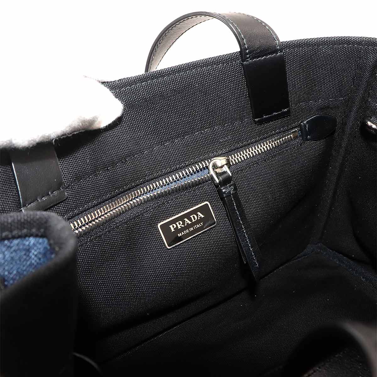 2way Hand Shoulder Bag Denim Leather Blue Black 1BG311 Purse