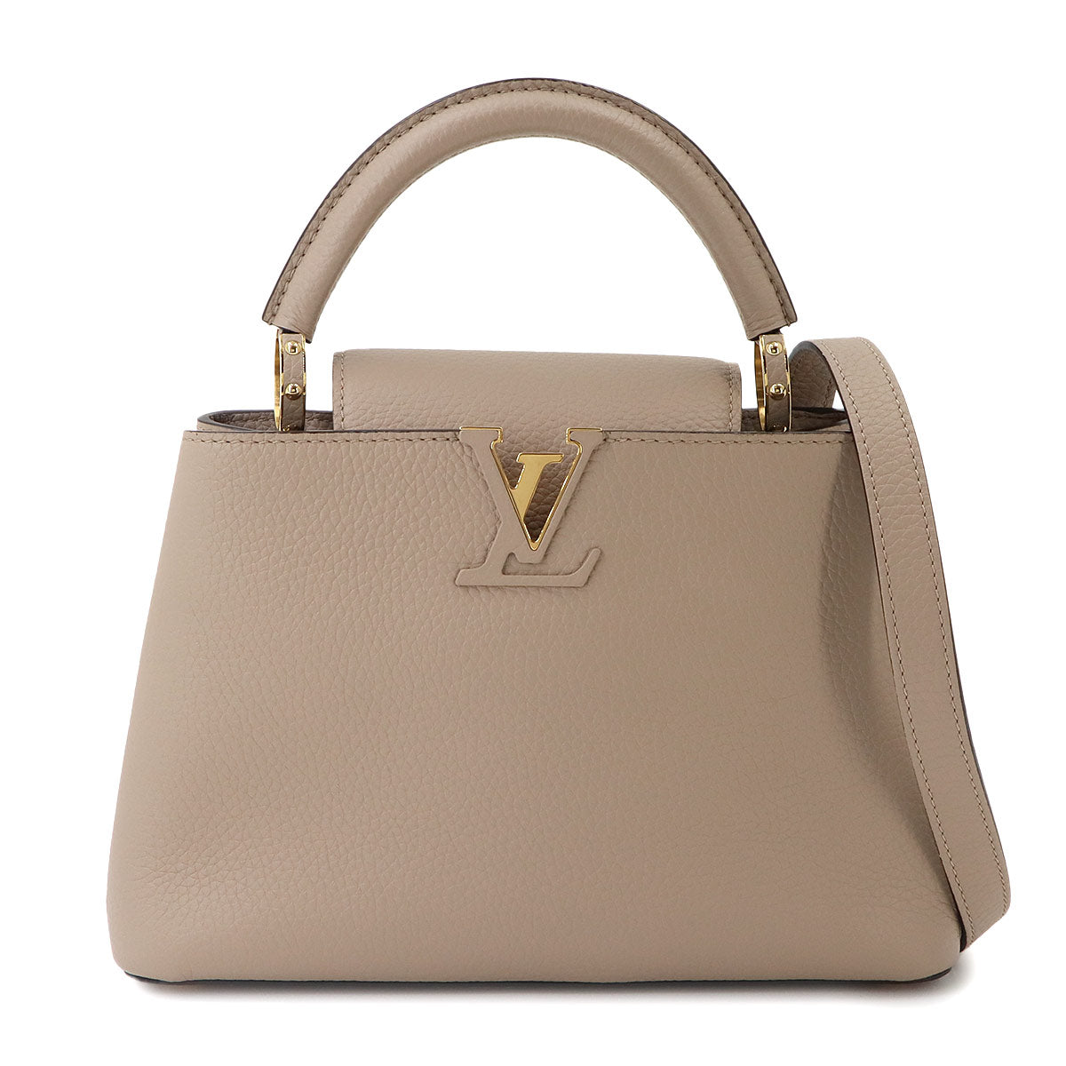 Capucines BB Hand Shoulder Bag Taurillon Leather Galet