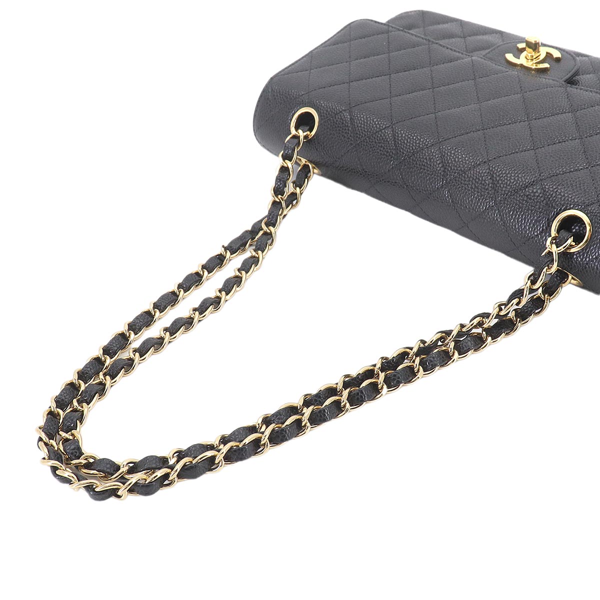Matelasse 25 Chain Shoulder Bag Leather Black A01112