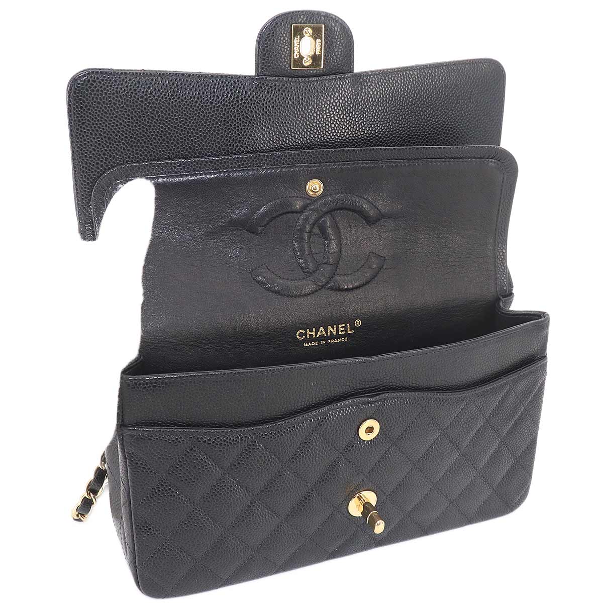 Matelasse 25 Chain Shoulder Bag Leather Black A01112