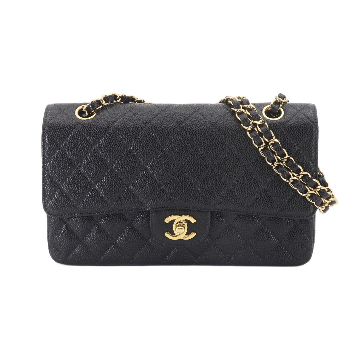 Matelasse 25 Chain Shoulder Bag Leather Black A01112