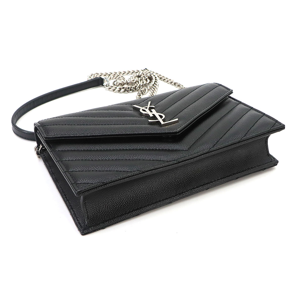 Cassandre Envelope Chain Wallet Leather Black 742920