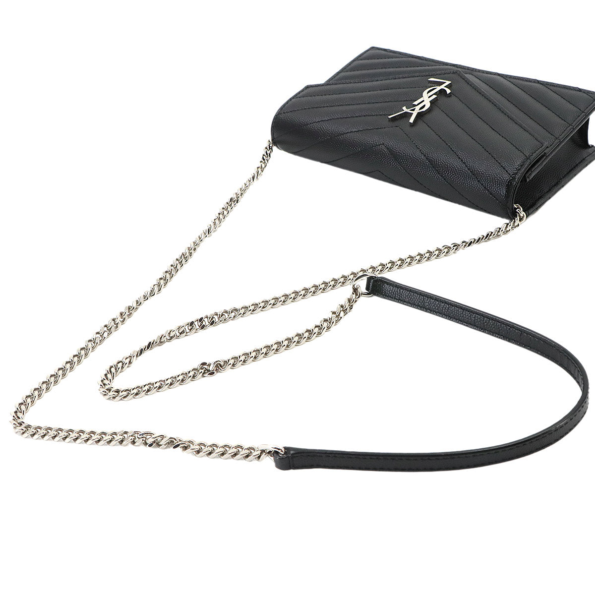 Cassandre Envelope Chain Wallet Leather Black 742920