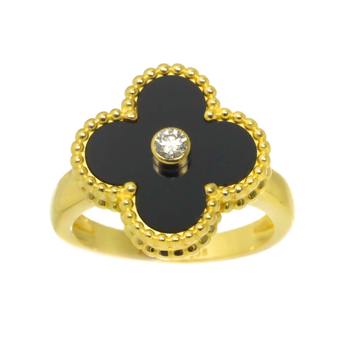Alhambra onyx Diamond Ring 18K YG size48 4.5(US)