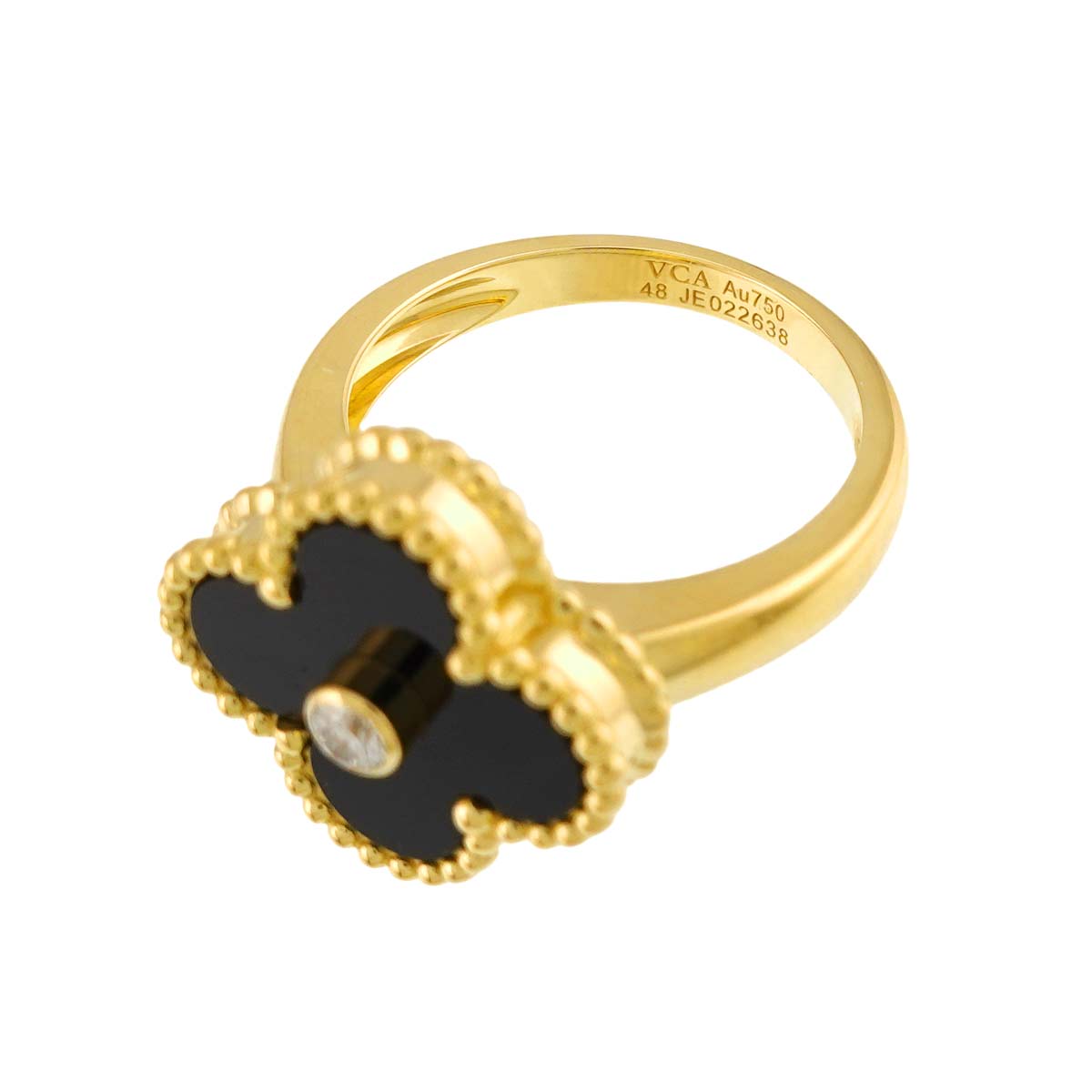 Alhambra onyx Diamond Ring 18K YG size48 4.5(US)