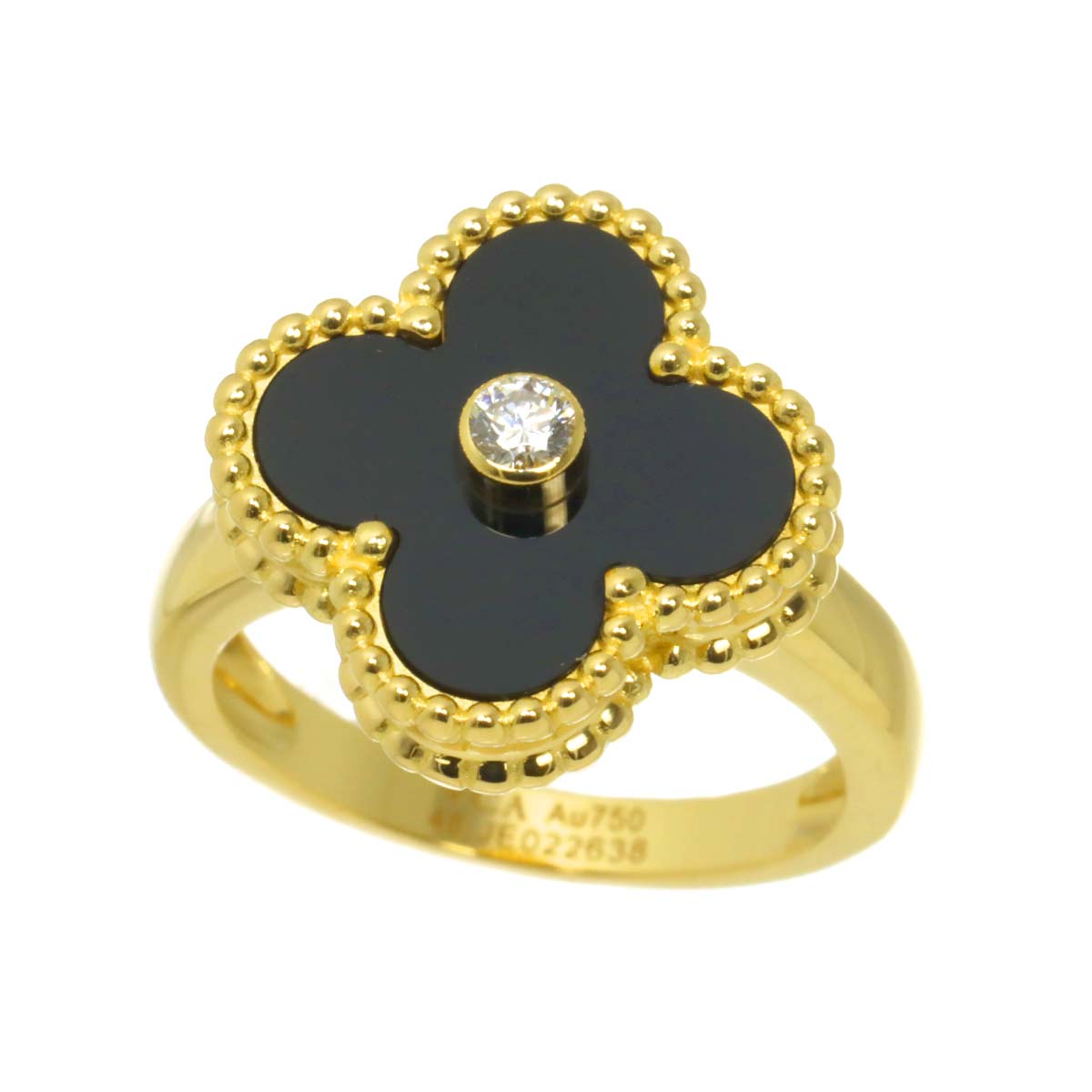 Alhambra onyx Diamond Ring 18K YG size48 4.5(US)