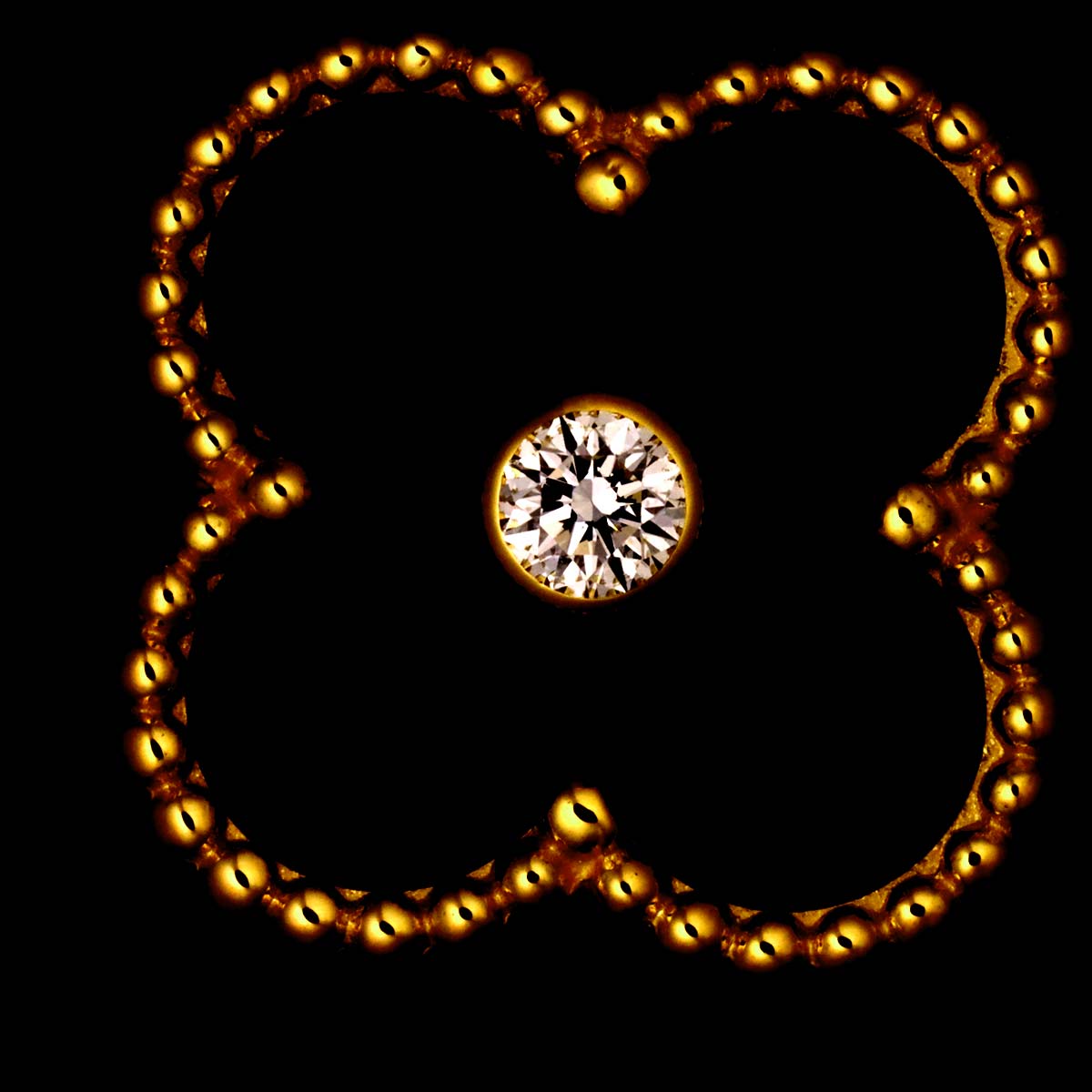 Alhambra onyx Diamond Ring 18K YG size48 4.5(US)