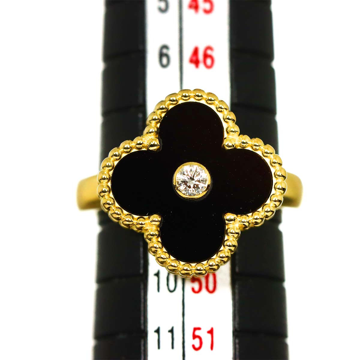 Alhambra onyx Diamond Ring 18K YG size48 4.5(US)