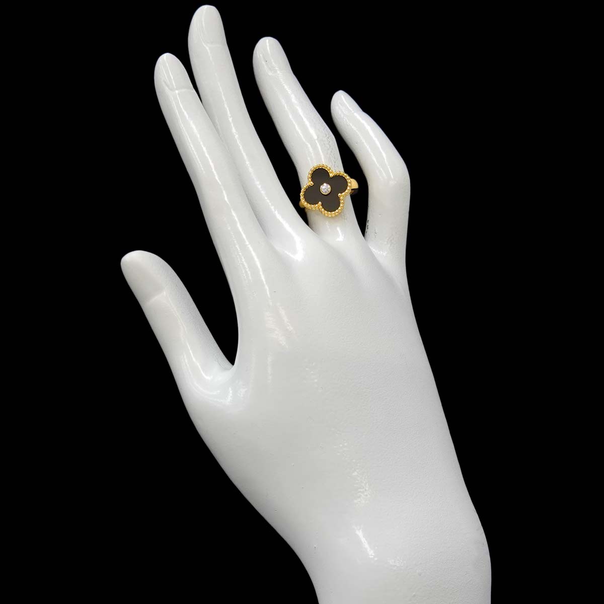 Alhambra onyx Diamond Ring 18K YG size48 4.5(US)