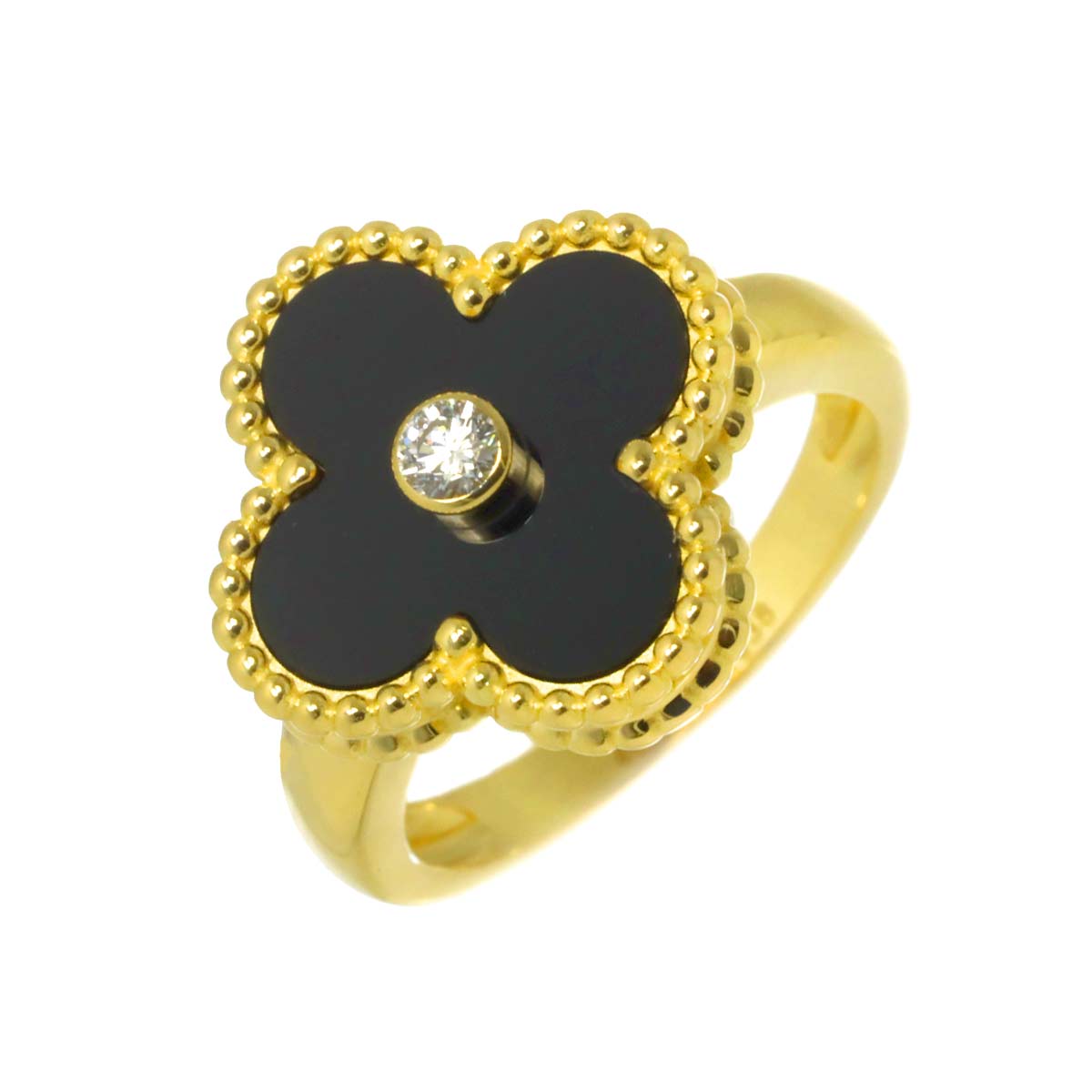 Alhambra onyx Diamond Ring 18K YG size48 4.5(US)