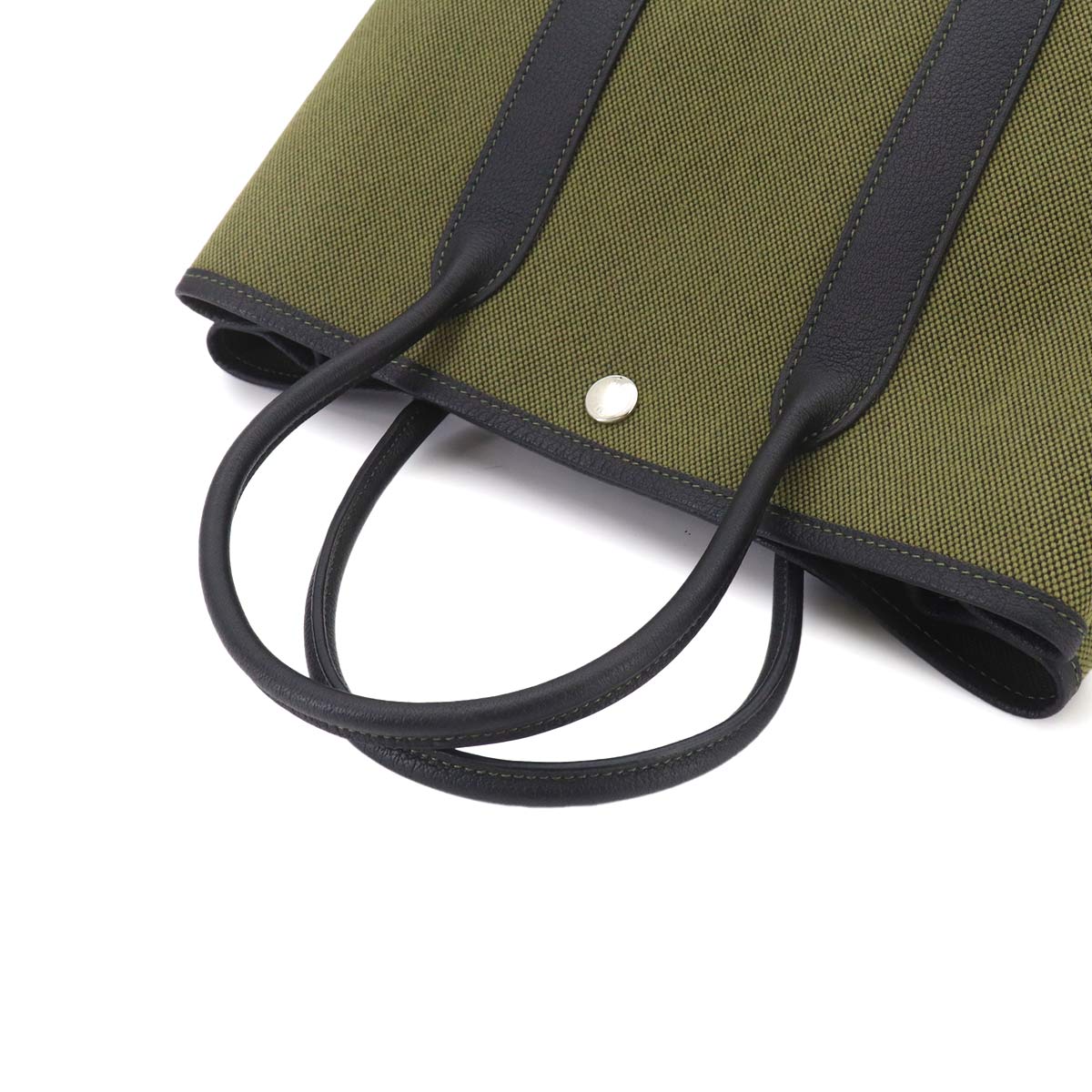 Garden Party TPM Tote Bag Toile H Leather Khaki Black