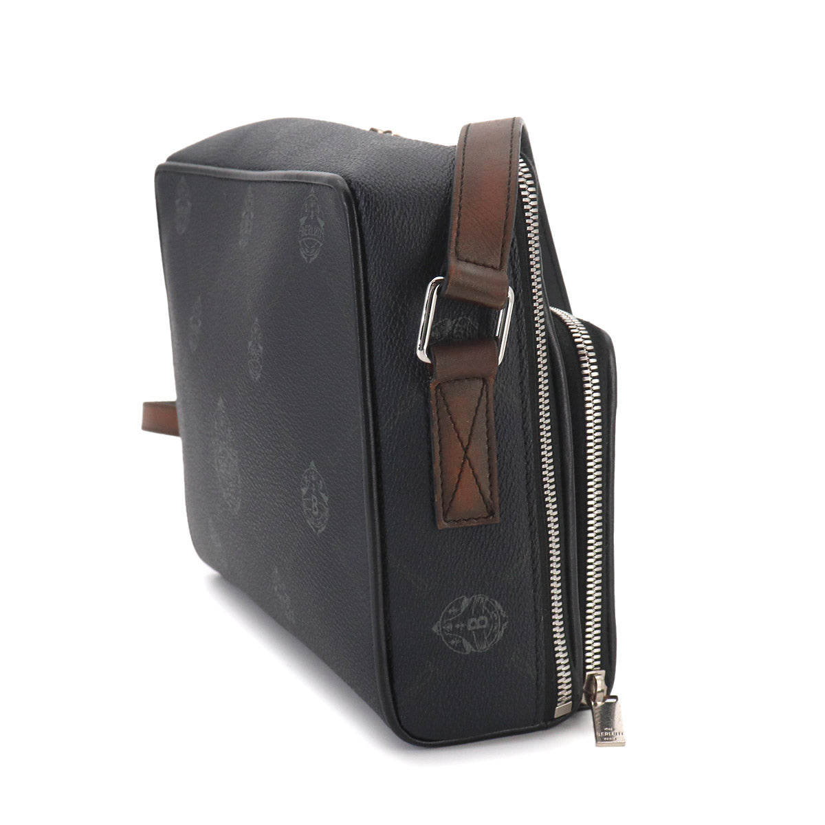 Miles MM Shoulder Bag PVC Leather Black Brown Purse