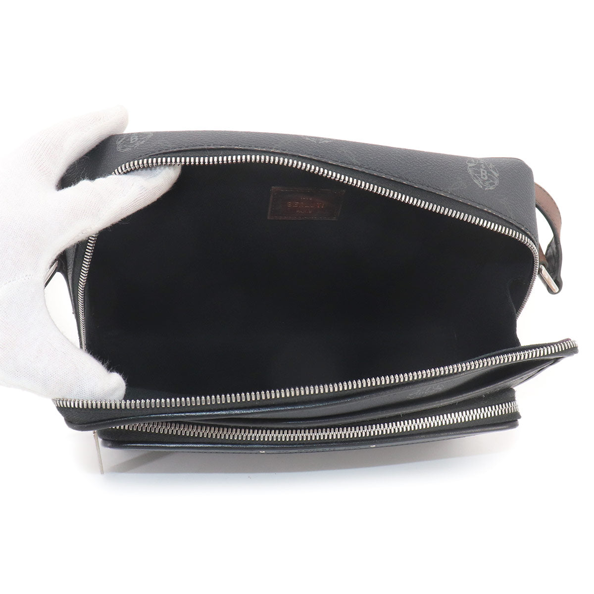 Miles MM Shoulder Bag PVC Leather Black Brown Purse