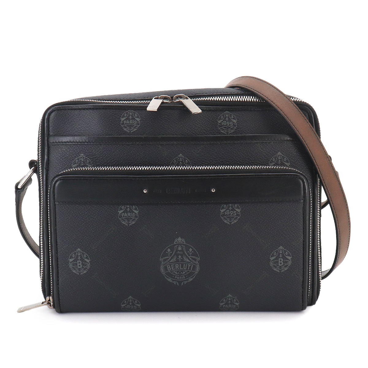 Miles MM Shoulder Bag PVC Leather Black Brown Purse