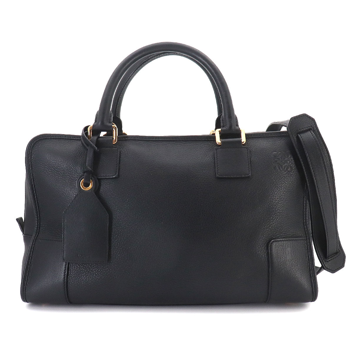 Amazona 36 Hand Bag Leather Black Anagram Purse