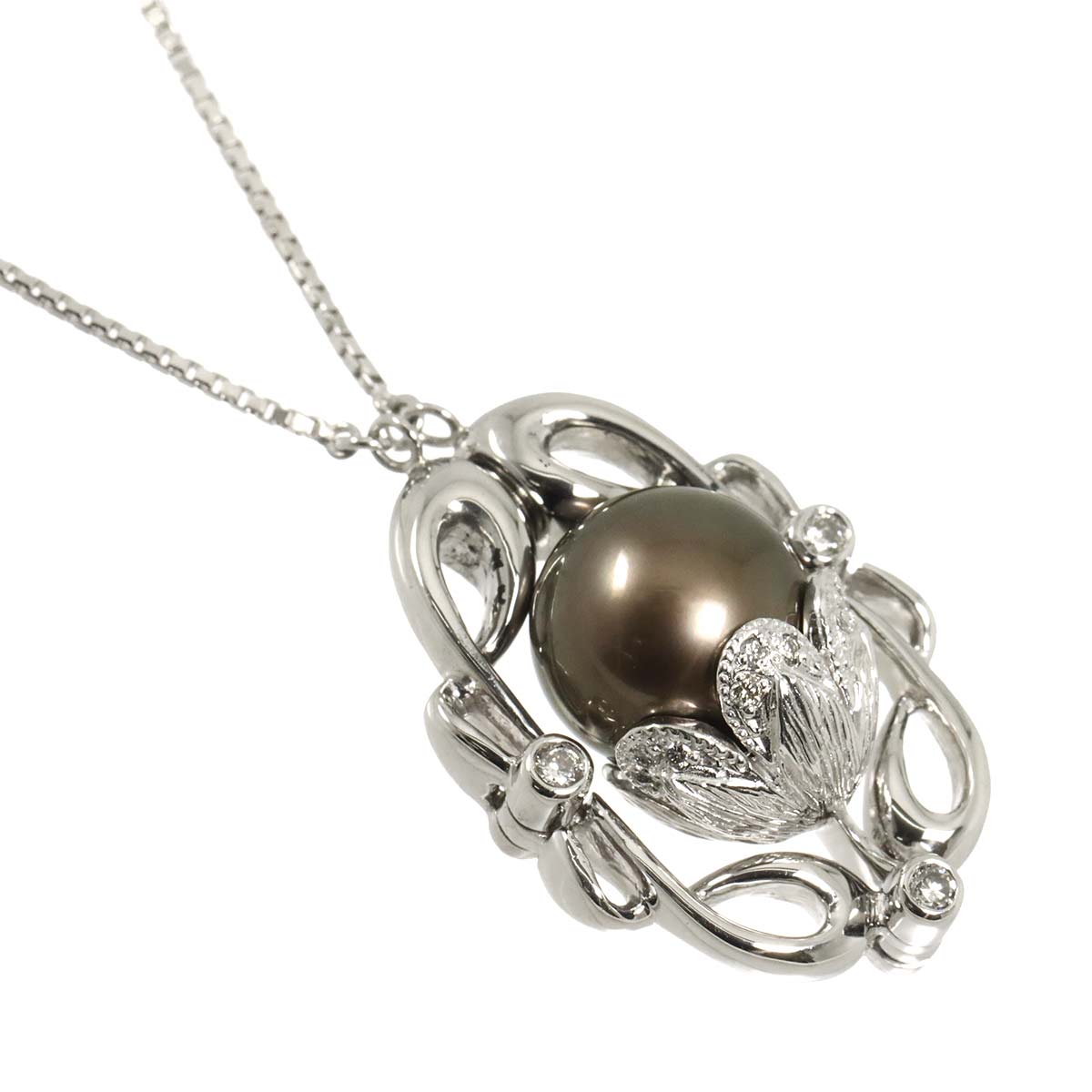 South Sea pearl 11.2mm Diamond 0.17ct Necklace Pt Platinum