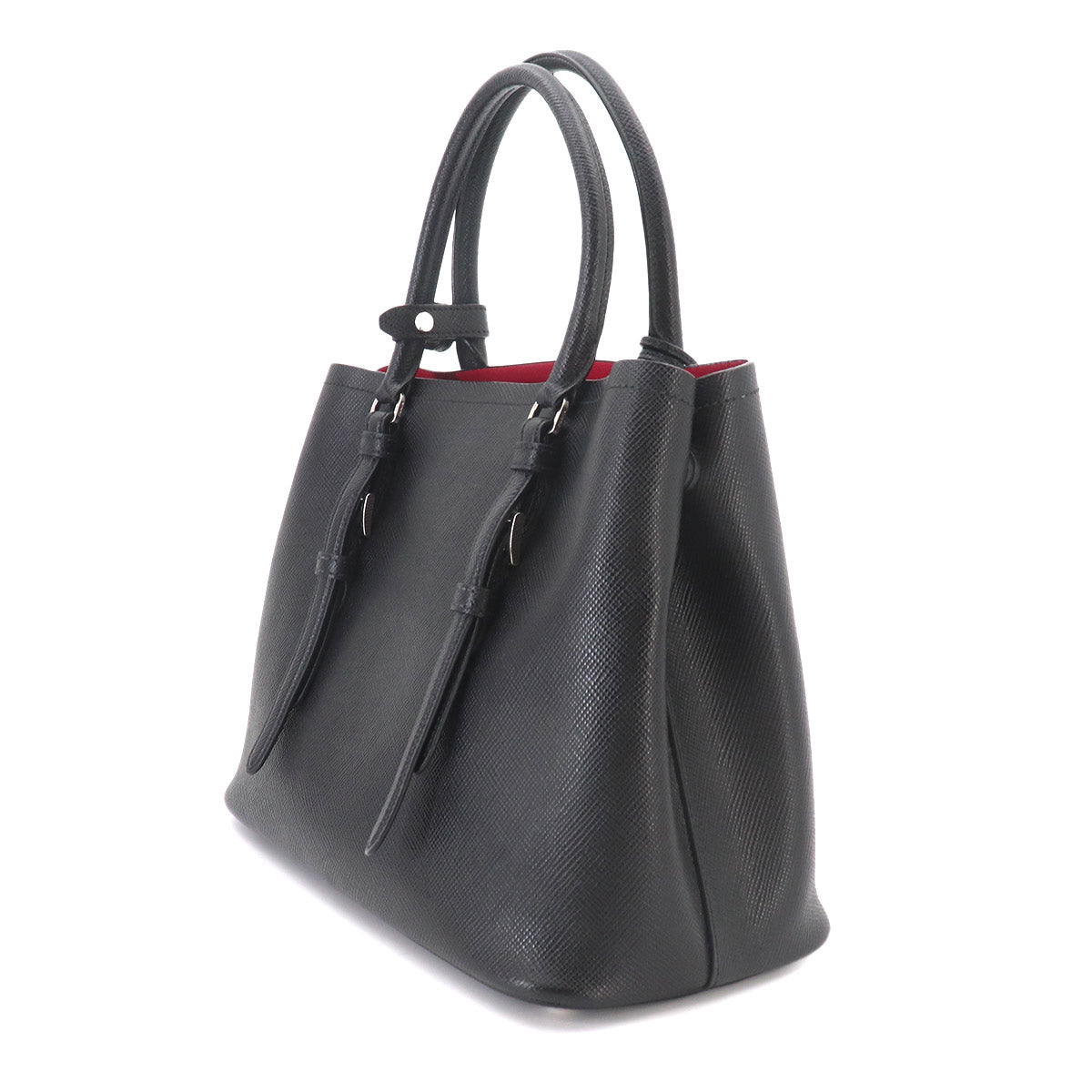 Tote Shoulder Bag Saffiano Leather Nero Black 1BG883 Purse