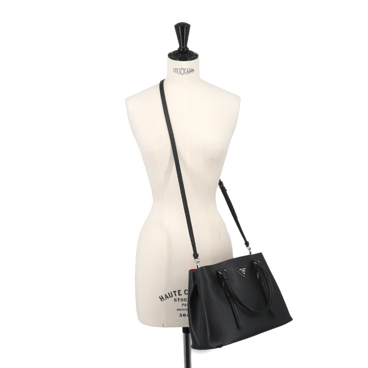 Tote Shoulder Bag Saffiano Leather Nero Black 1BG883 Purse