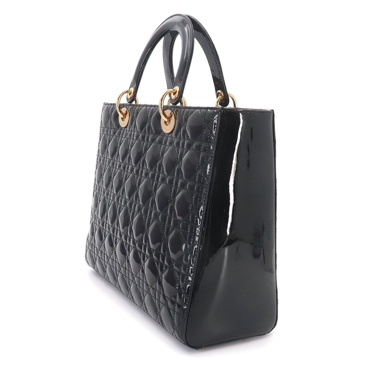 Lady Dior Large 2way Hand Shoulder Bag Leather Black
