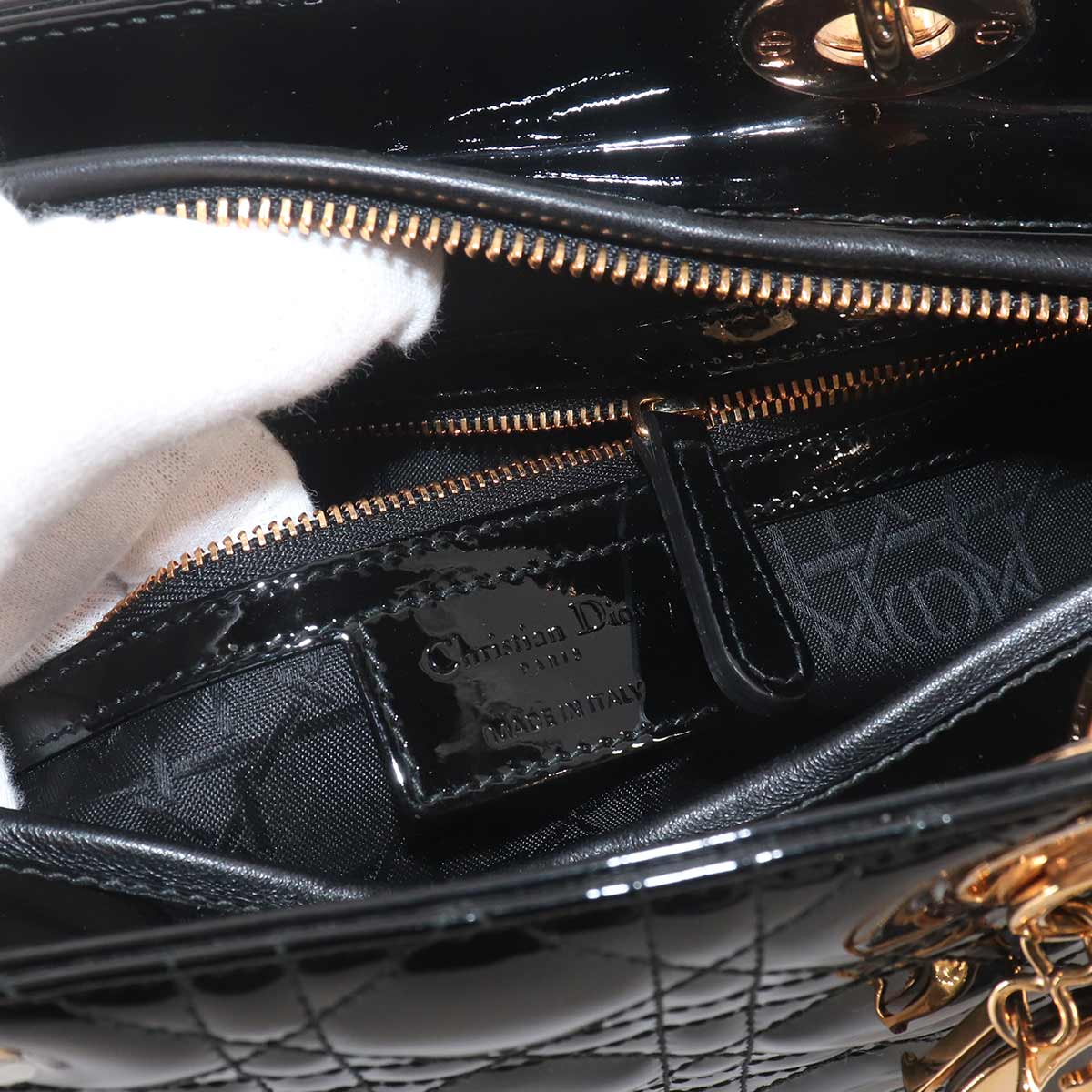 Lady Dior Large 2way Hand Shoulder Bag Leather Black