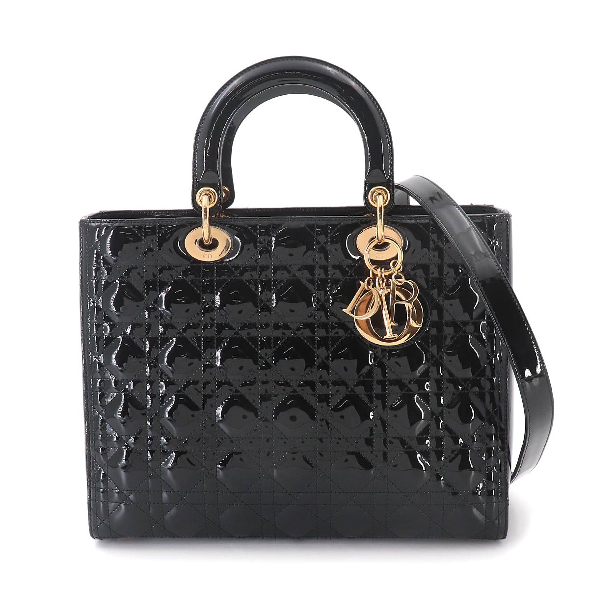 Lady Dior Large 2way Hand Shoulder Bag Leather Black