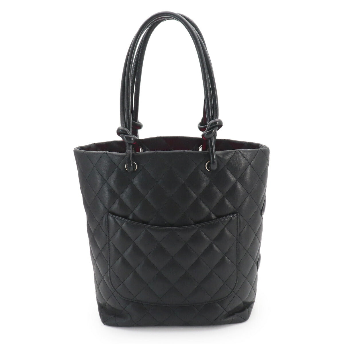 Cambon Line Medium Tote Bag Leather Enamel Black A25167 Purse