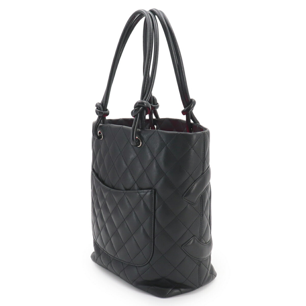 Cambon Line Medium Tote Bag Leather Enamel Black A25167 Purse