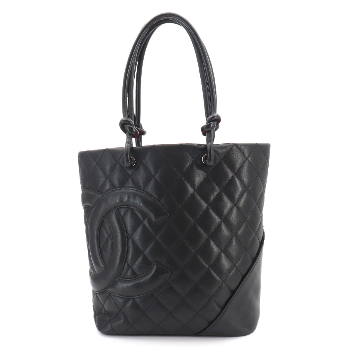 Cambon Line Medium Tote Bag Leather Enamel Black A25167 Purse