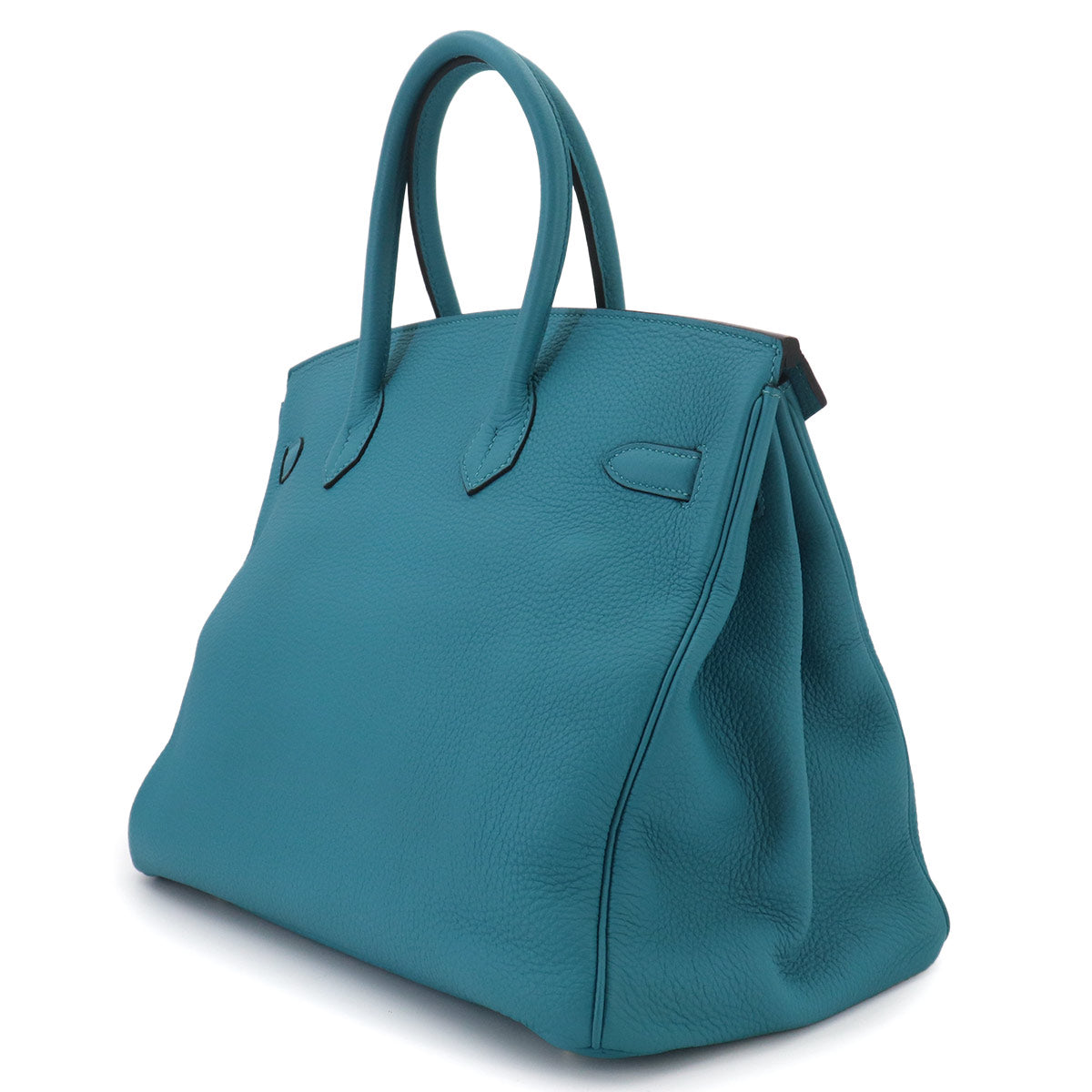 Birkin 35 Taurillon Clemence Turquoise Hand Bag Purse Blue