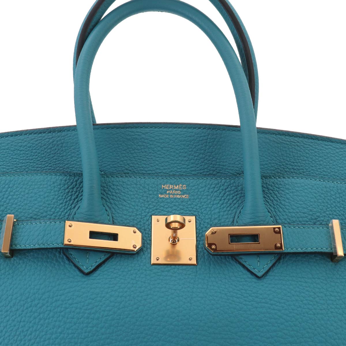 Birkin 35 Taurillon Clemence Turquoise Hand Bag Purse Blue