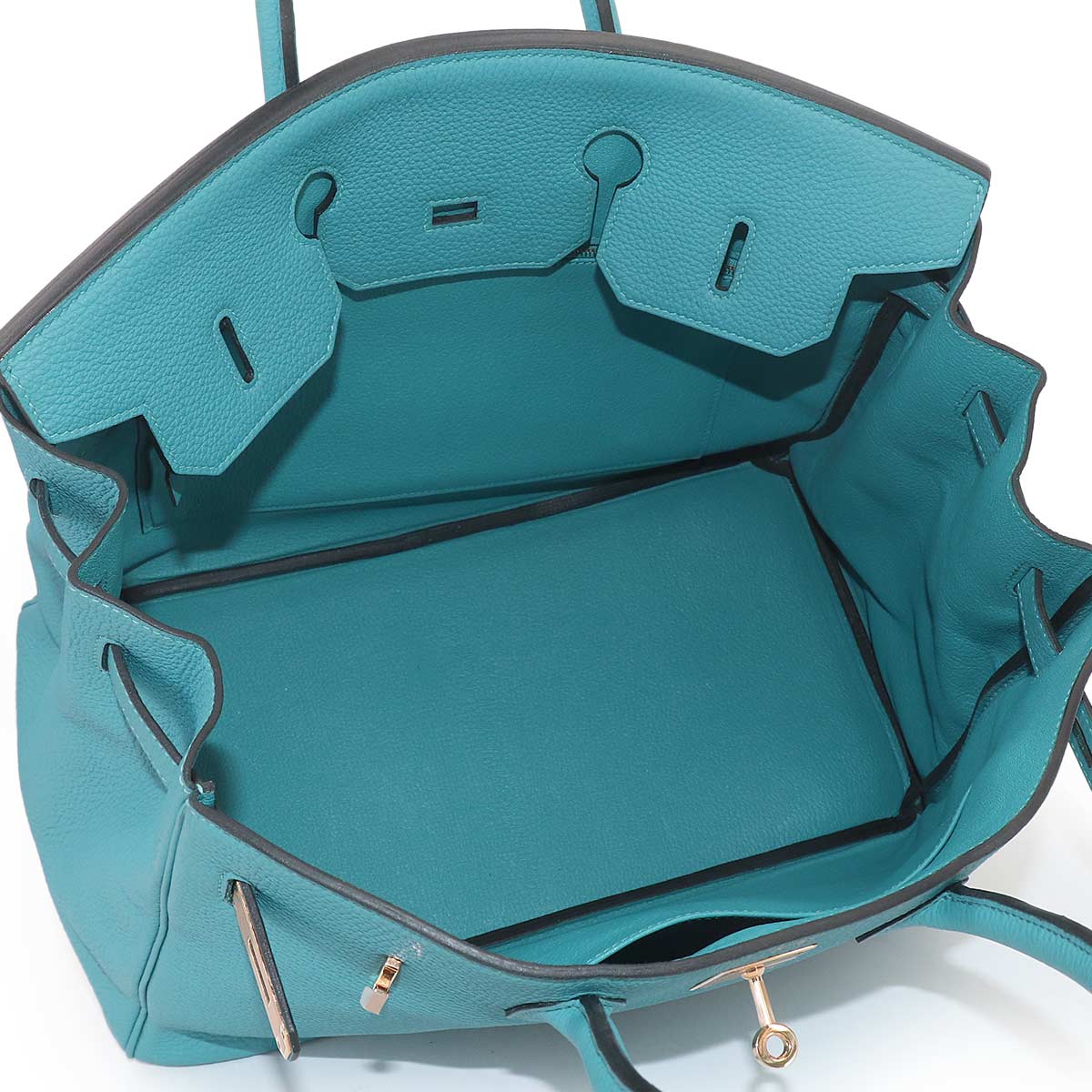 Birkin 35 Taurillon Clemence Turquoise Hand Bag Purse Blue