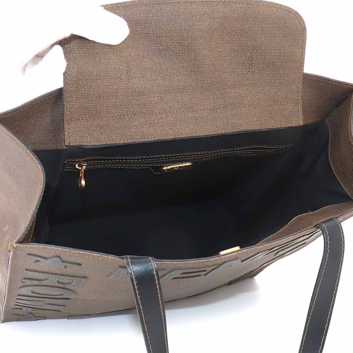 Tote Bag PVC Leather Brown Black Purse Vintage