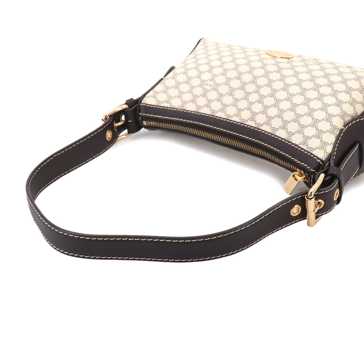 Macadam Shoulder Bag Leather PVC White Brown Vintage Purse