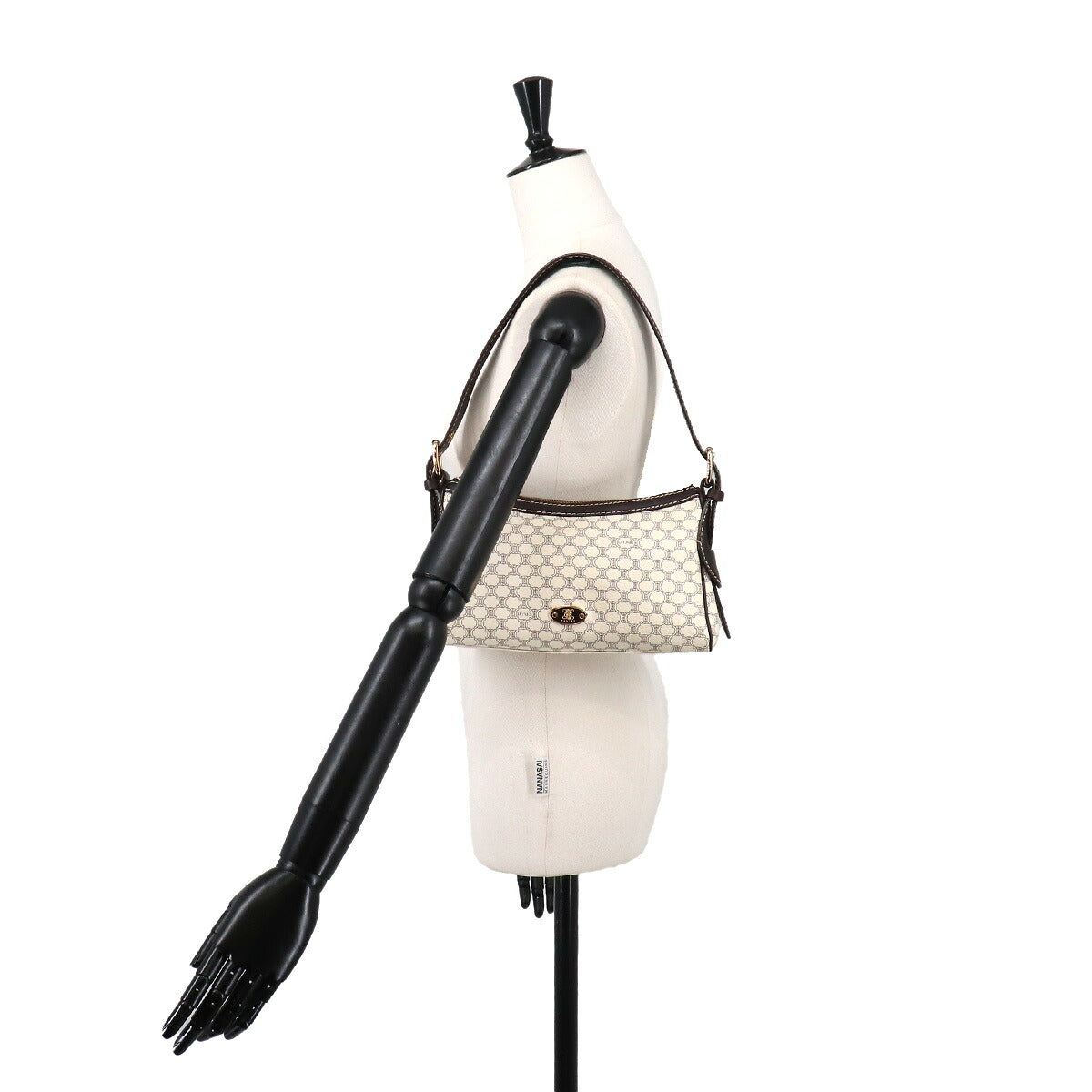 Macadam Shoulder Bag Leather PVC White Brown Vintage Purse