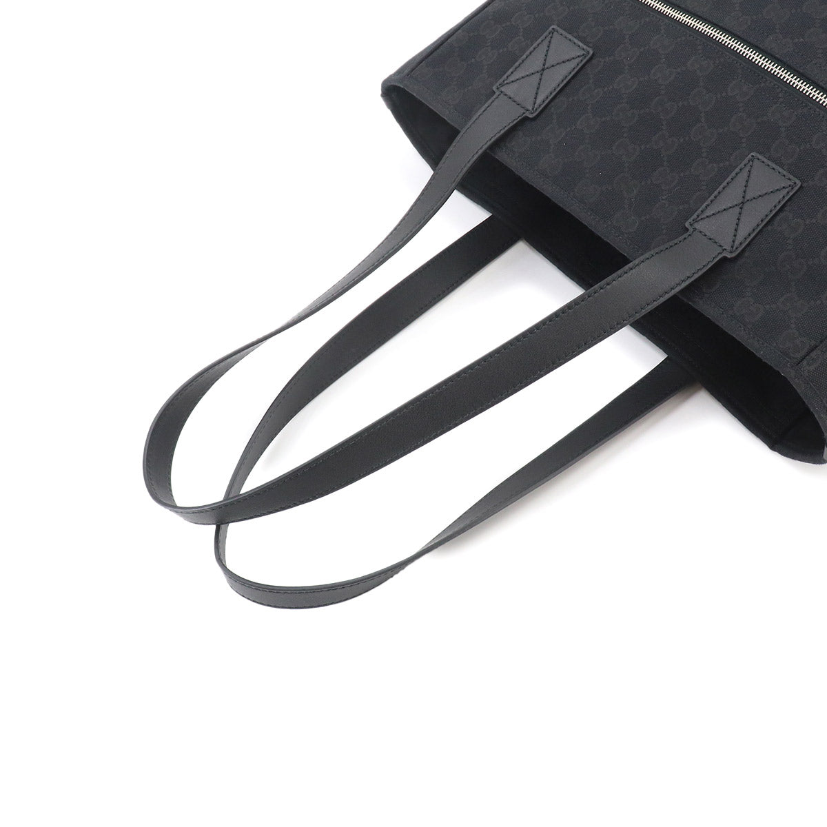 GG Canvas Tote Bag Leather Black 834796 Purse