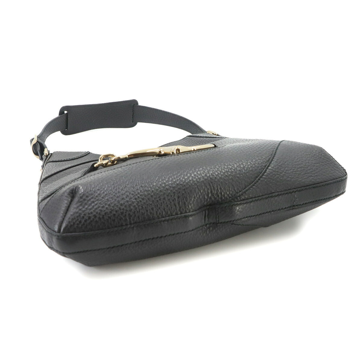 Horsebit Shoulder Bag Leather Black 137388 Gold Hardware