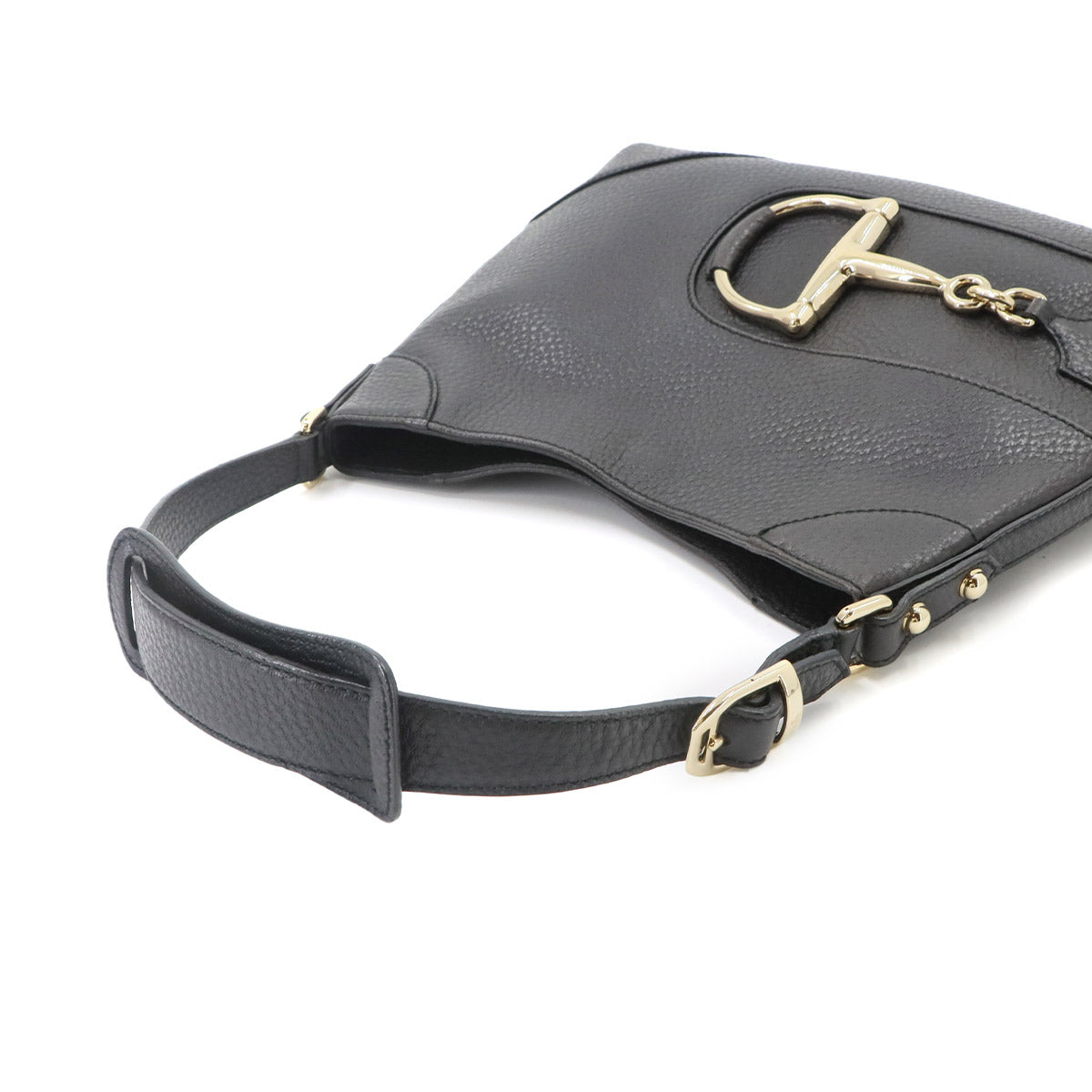 Horsebit Shoulder Bag Leather Black 137388 Gold Hardware