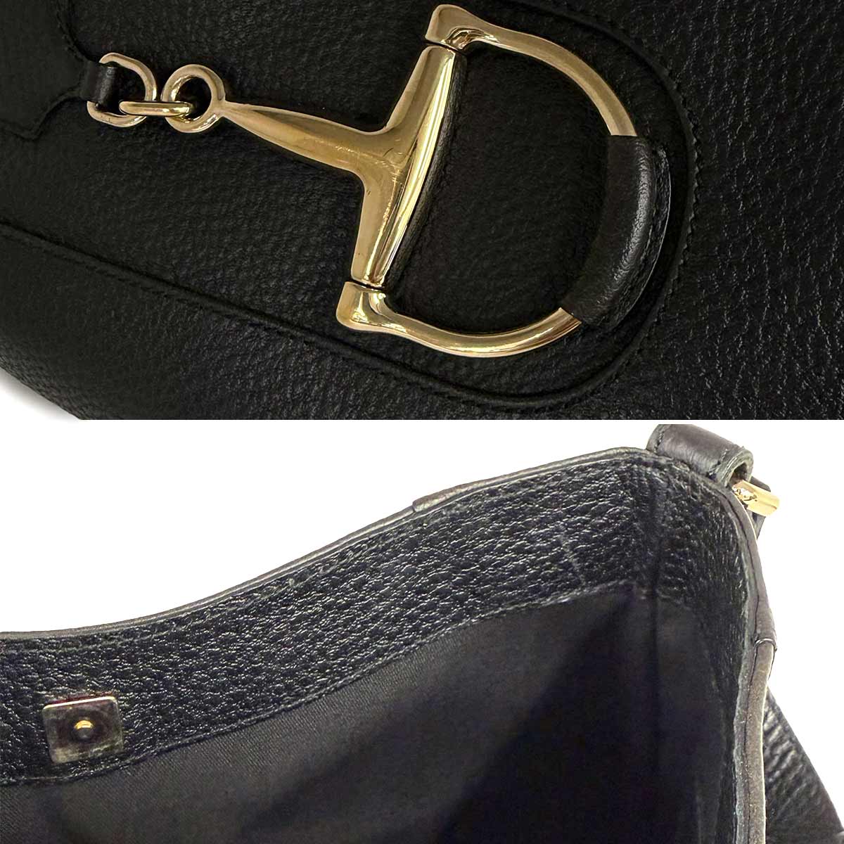 Horsebit Shoulder Bag Leather Black 137388 Gold Hardware