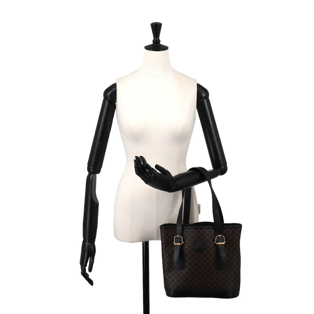 Macadam Tote Bag PVC Leather Black Brown Vintage Purse