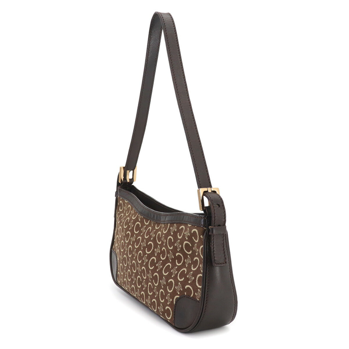 Macadam C Logos Hand Bag Canvas Leather Brown Purse