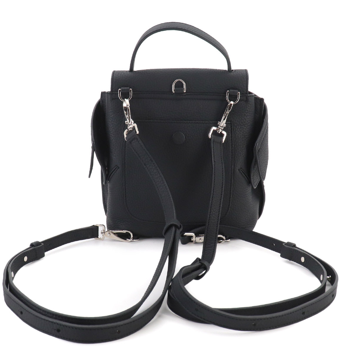 Wave 3way Backpack Shoulder Hand Bag Leather Black Purse