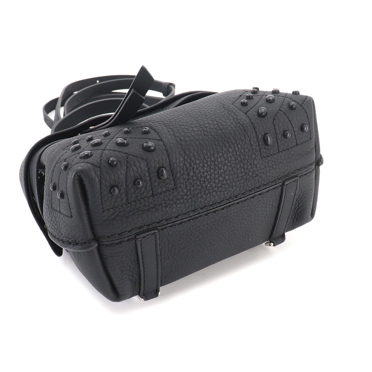 Wave 3way Backpack Shoulder Hand Bag Leather Black Purse