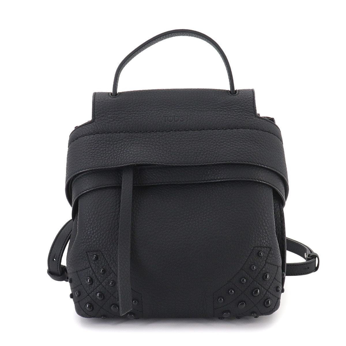 Wave 3way Backpack Shoulder Hand Bag Leather Black Purse