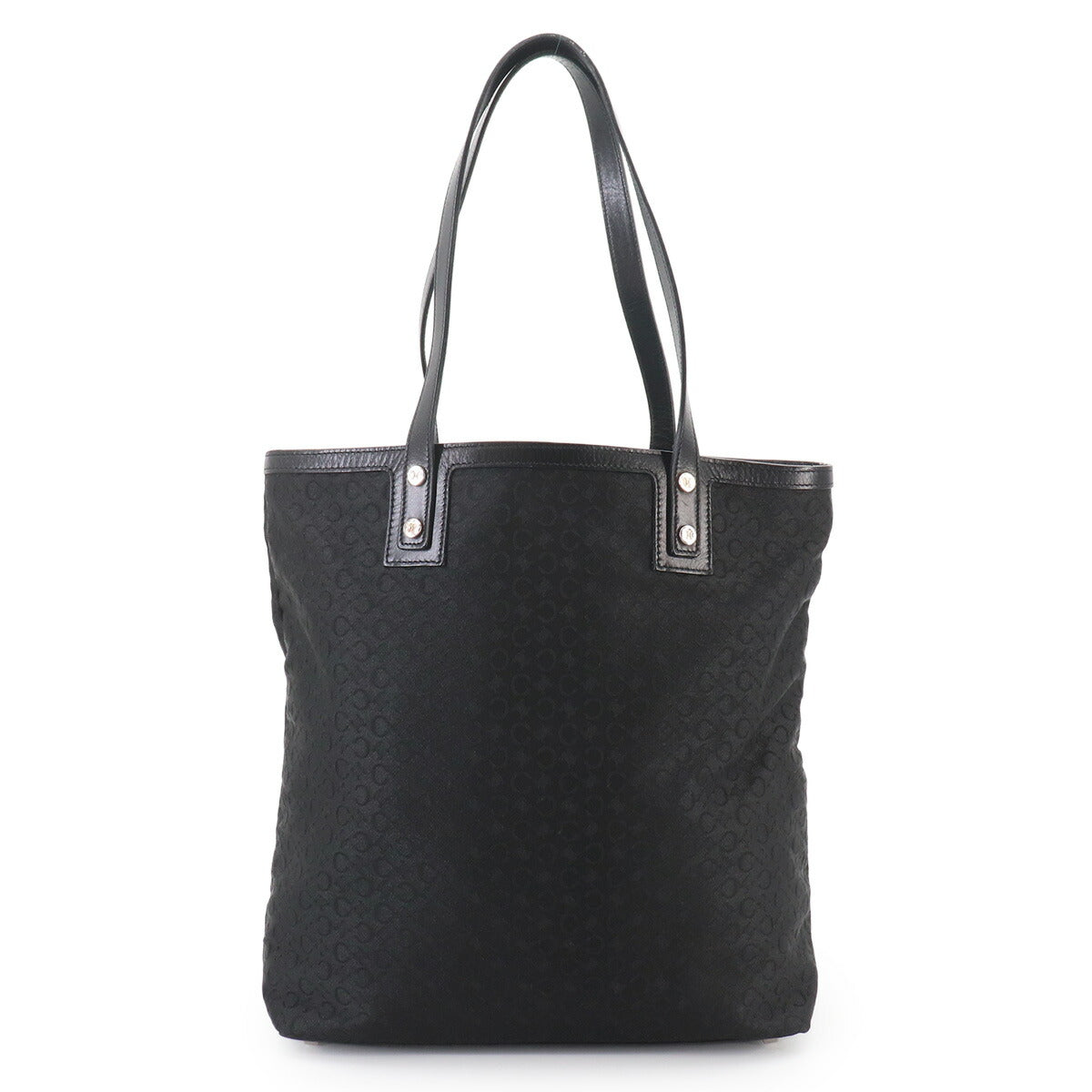 Macadam C Logos Tote Bag Canvas Leather Black Purse