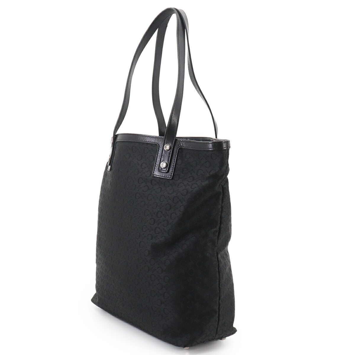 Macadam C Logos Tote Bag Canvas Leather Black Purse