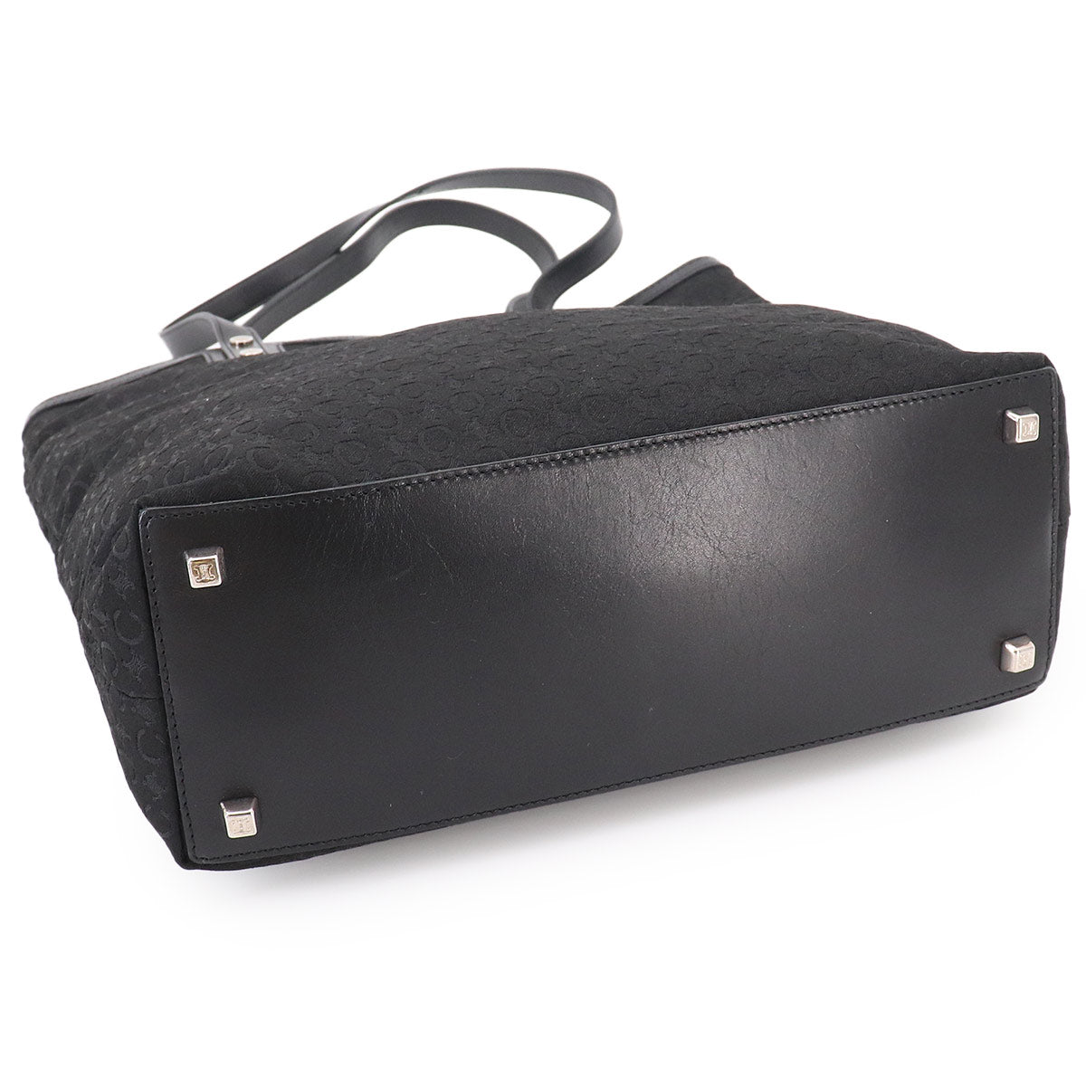 Macadam C Logos Tote Bag Canvas Leather Black Purse