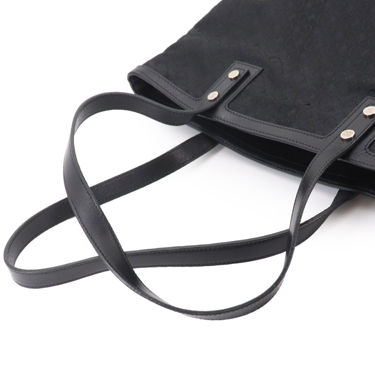 Macadam C Logos Tote Bag Canvas Leather Black Purse