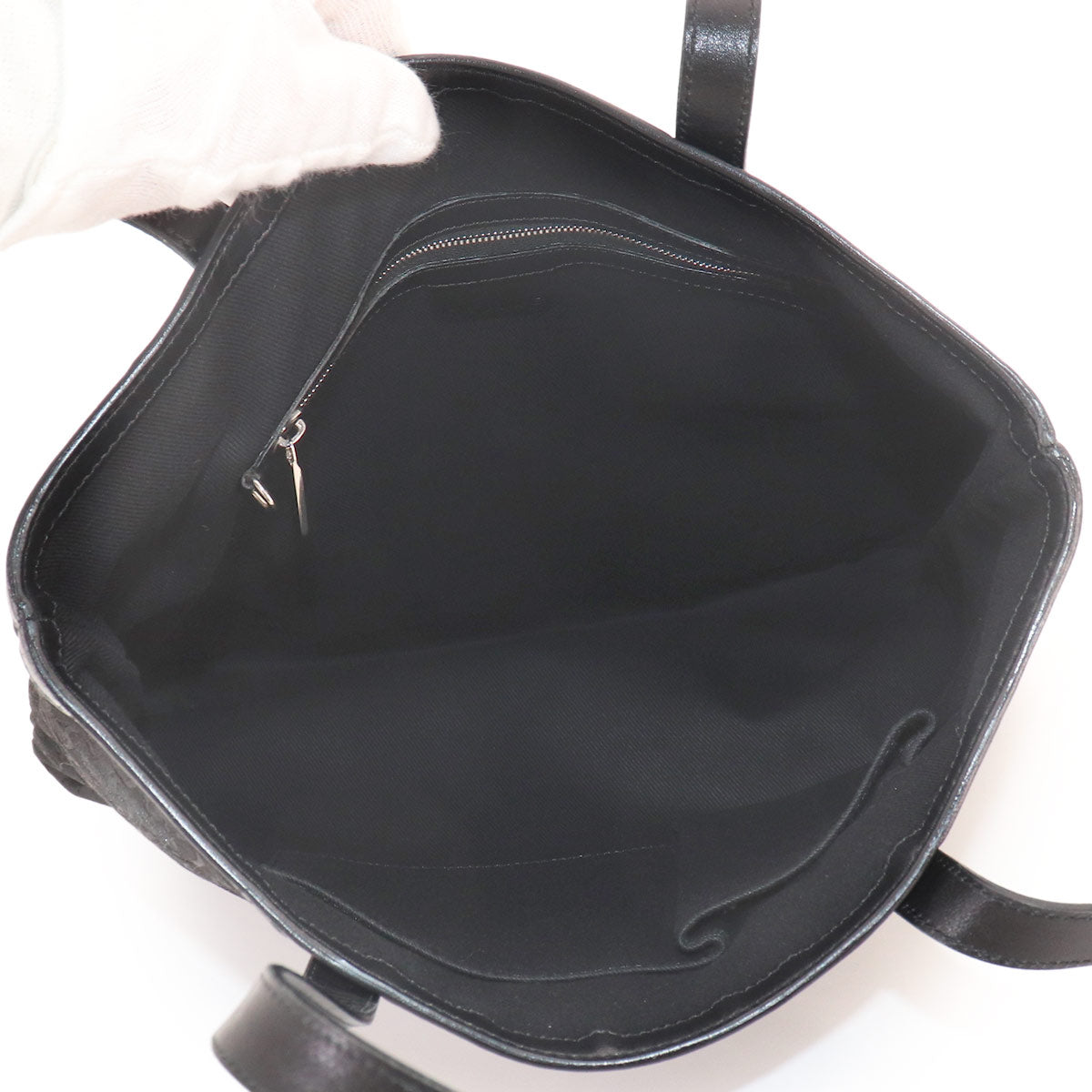Macadam C Logos Tote Bag Canvas Leather Black Purse