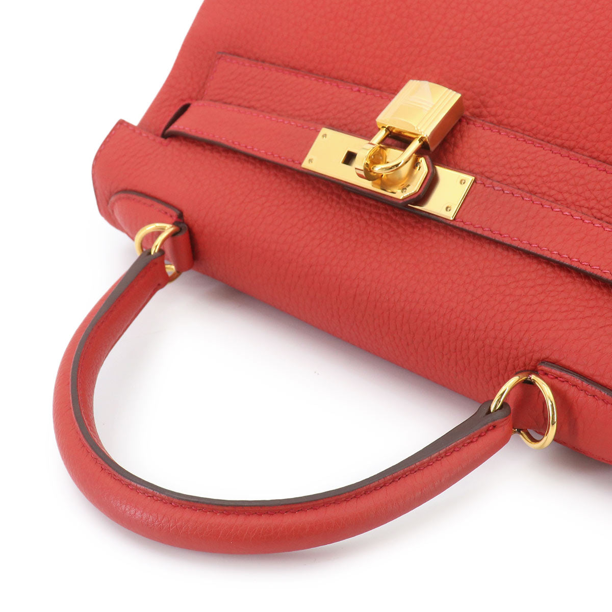 Kelly 28 Taurillon Clemence Red 2way Hand Shoulder Bag
