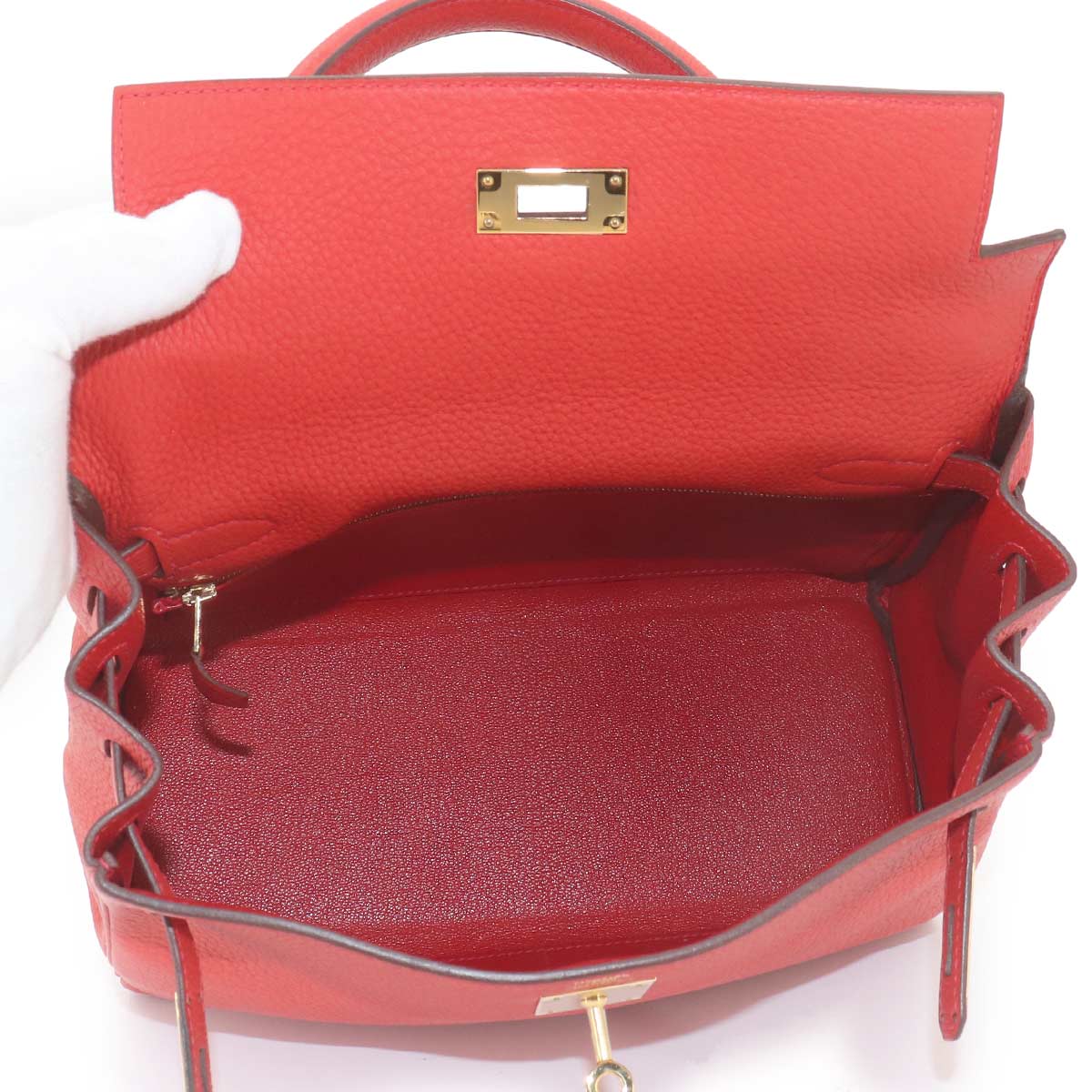 Kelly 28 Taurillon Clemence Red 2way Hand Shoulder Bag